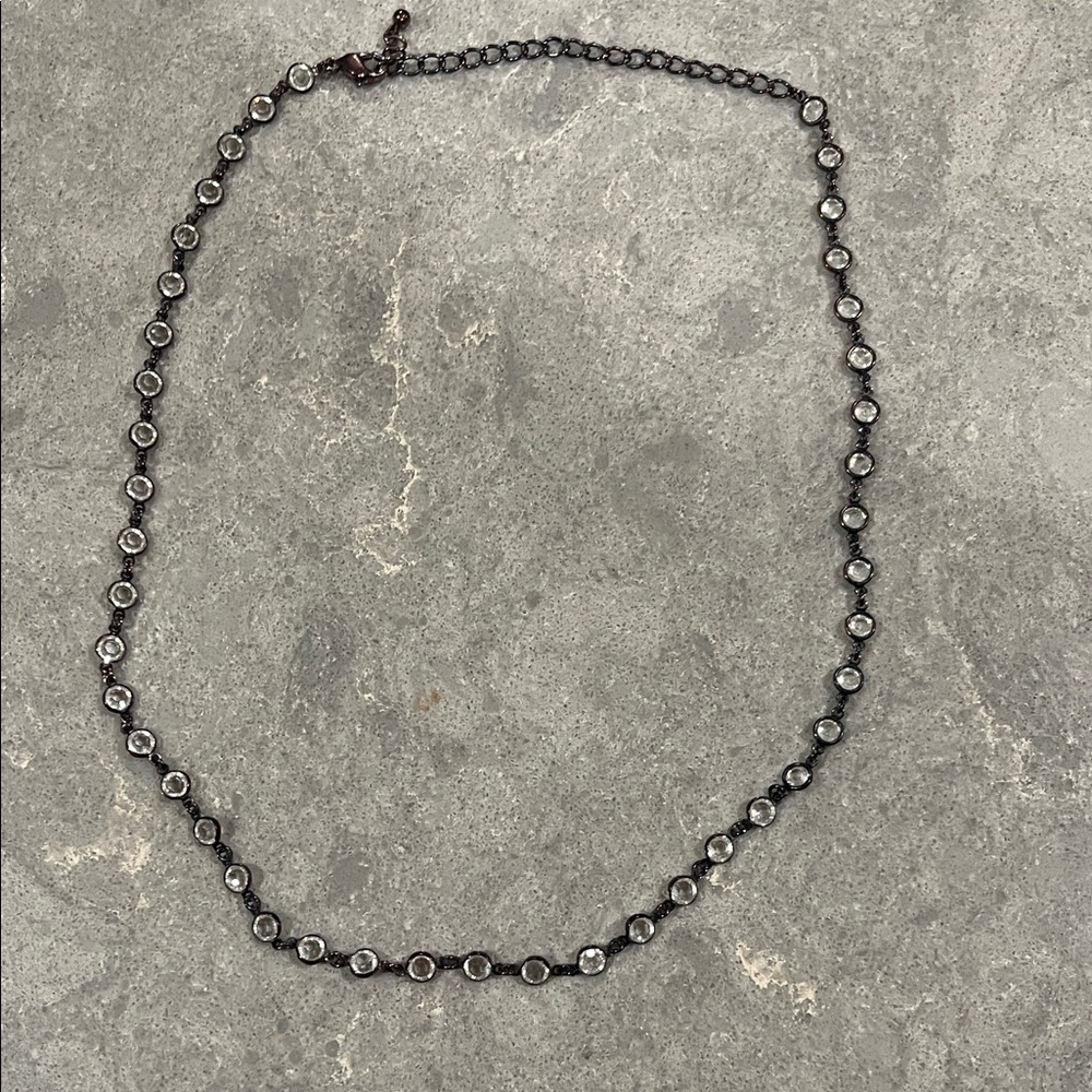 Elegant White stone and copper tone chain necklace 16 - 18”